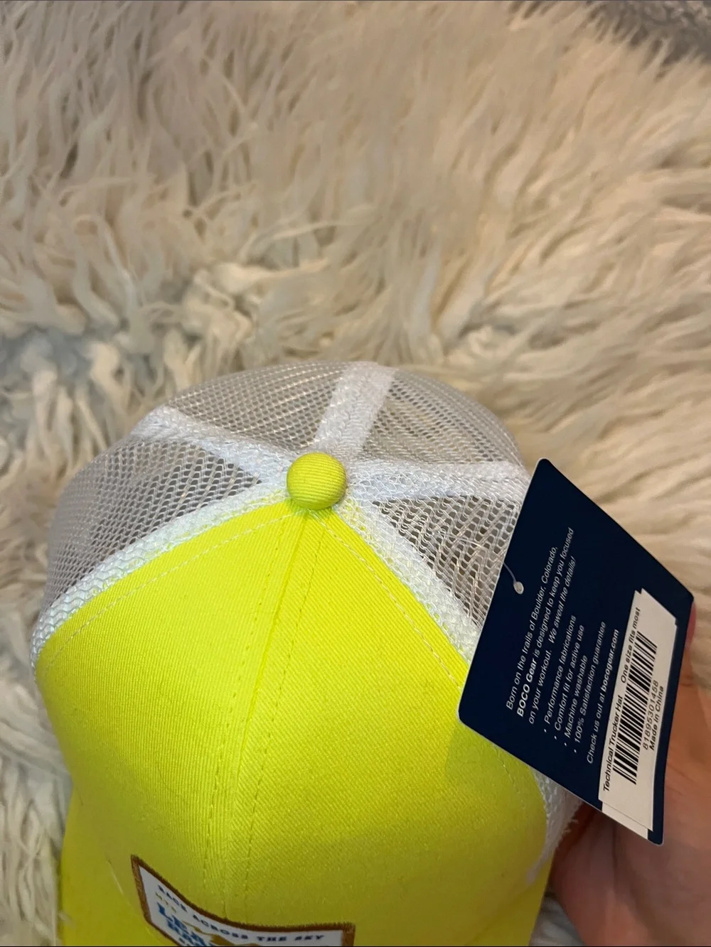 NWT Patagonia Cream and Blue  + Leadville Bright Yellow Trucker Hat Bundle